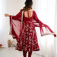 Embroidered Faux Georgette Anarkali Gown Set with Dupatta