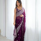 Thread Embroidery Faux Georgette Saree