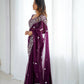 Thread Embroidery Faux Georgette Saree