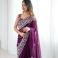 Thread Embroidery Faux Georgette Saree