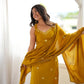 Mustard Roman Silk Kurta Palazzo Set