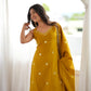 Mustard Roman Silk Kurta Palazzo Set