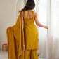 Mustard Roman Silk Kurta Palazzo Set
