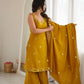 Mustard Roman Silk Kurta Palazzo Set
