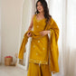 Mustard Roman Silk Kurta Palazzo Set