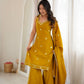 Mustard Roman Silk Kurta Palazzo Set