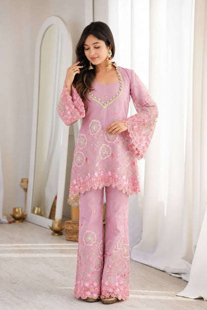 Sage Floral Sequin Kurta Set