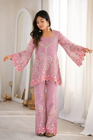 Sage Floral Sequin Kurta Set