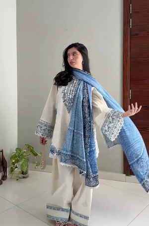 Ivory Embroidered Farshi Suit