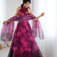 Magenta Organza Lehenga with Zari Work