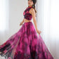Magenta Organza Lehenga with Zari Work