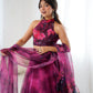 Magenta Organza Lehenga with Zari Work