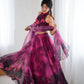 Magenta Organza Lehenga with Zari Work