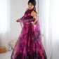 Magenta Organza Lehenga with Zari Work