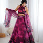 Magenta Organza Lehenga with Zari Work