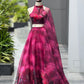 Magenta Organza Lehenga with Zari Work