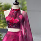 Magenta Organza Lehenga with Zari Work