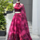 Magenta Organza Lehenga with Zari Work