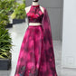 Magenta Organza Lehenga with Zari Work