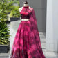 Magenta Organza Lehenga with Zari Work