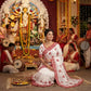 White Red Crinkle Silk Saree for Durga Puja Special