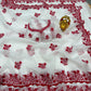 White Red Crinkle Silk Saree for Durga Puja Special