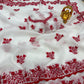 White Red Crinkle Silk Saree for Durga Puja Special