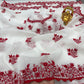 White Red Crinkle Silk Saree for Durga Puja Special