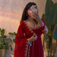 Red Georgette Anarkali Gown with Pant and Dupatta