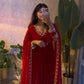 Red Georgette Anarkali Gown with Pant and Dupatta