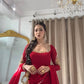 Red Georgette Anarkali Gown with Pant and Dupatta