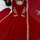 Red Georgette Anarkali Gown with Pant and Dupatta