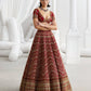Red Chevron Thai Silk Lehenga with Zari Work