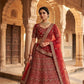 Red Chevron Thai Silk Lehenga with Zari Work