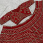 Red Chevron Thai Silk Lehenga with Zari Work