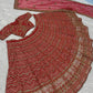 Red Chevron Thai Silk Lehenga with Zari Work