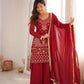 Red Georgette Sequin Kurta Palazzo Set