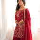 Red Georgette Sequin Kurta Palazzo Set