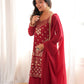Red Georgette Sequin Kurta Palazzo Set