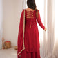 Red Georgette Sequin Kurta Palazzo Set