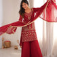 Red Georgette Sequin Kurta Palazzo Set