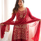 Red Georgette Sequin Kurta Palazzo Set
