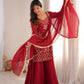 Red Georgette Sequin Kurta Palazzo Set