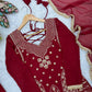 Red Georgette Sequin Kurta Palazzo Set