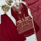 Red Georgette Sequin Kurta Palazzo Set