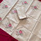 Beige Floral Tussar Saree