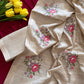 Beige Floral Tussar Saree