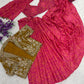 Pink Bandhani Pre-Draped Saree with Mirror Jacket