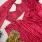 Pink Bandhani Pre-Draped Saree with Mirror Jacket