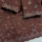 Brown Beaded Shimmer Satin Saree